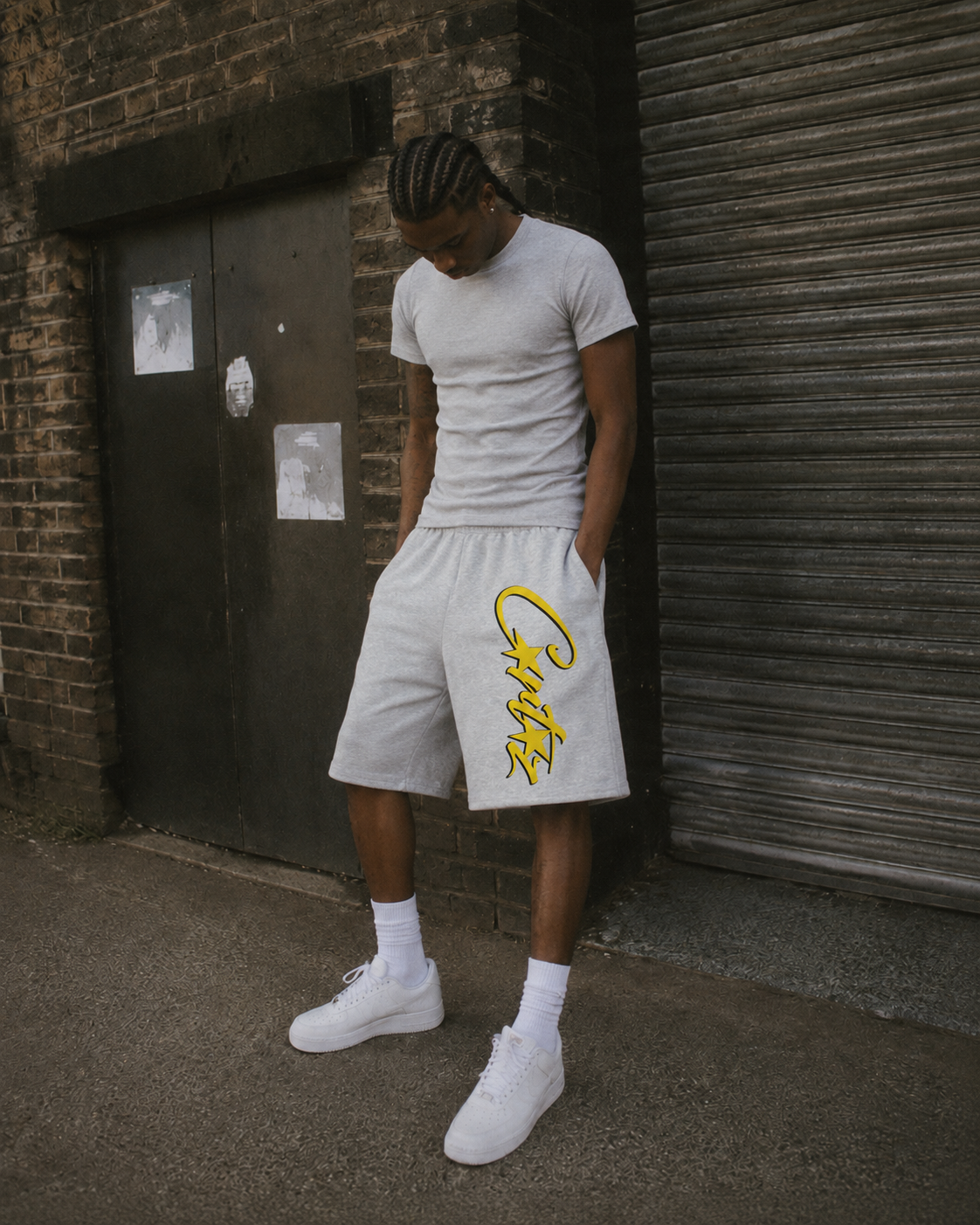 Corteiz Allstarz Shorts - Gray/Yellow