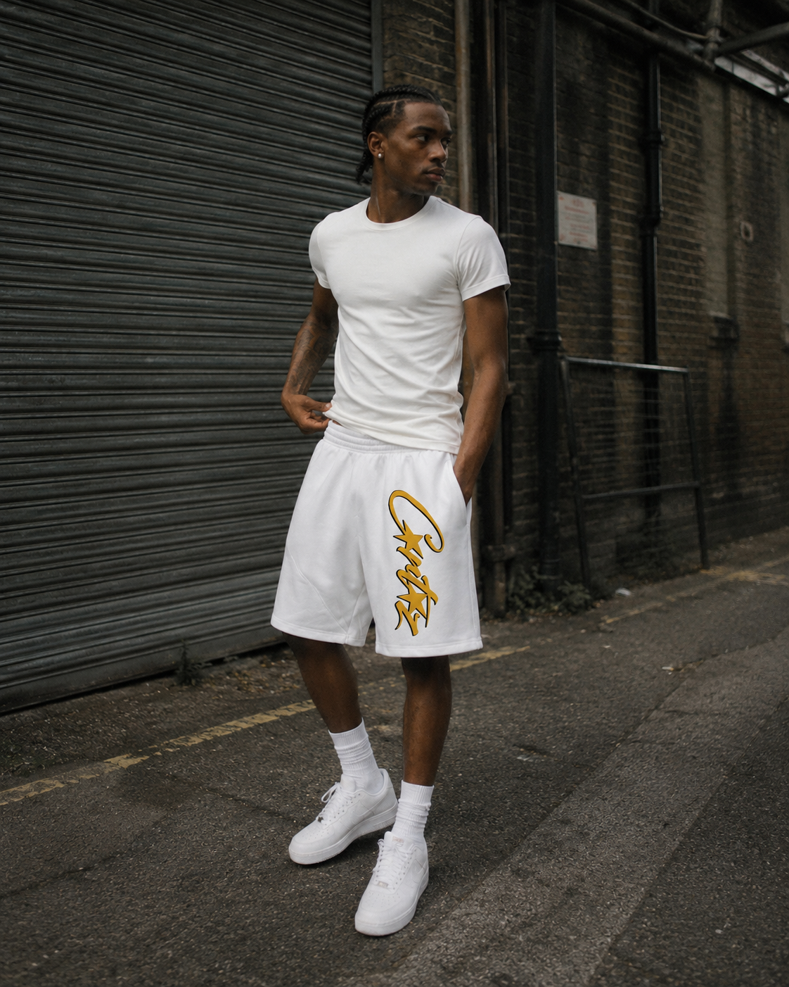 Corteiz Allstarz Shorts - White/Yellow