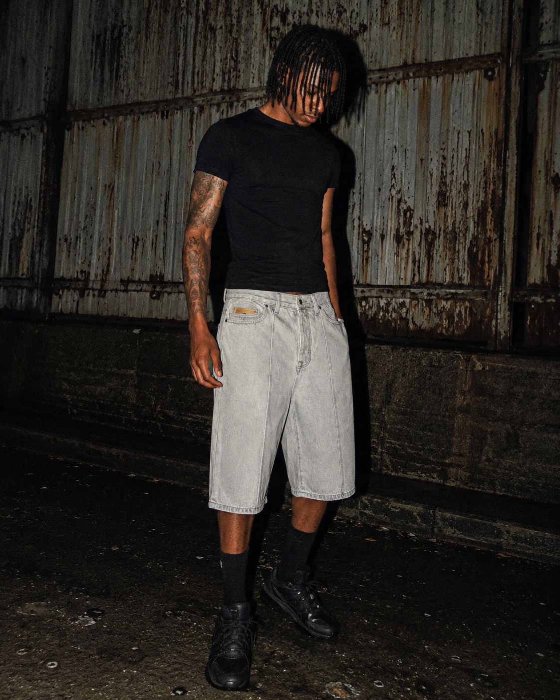Corteiz C-Star Denim Shorts 'Gray'