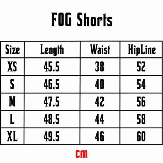 Essential Short Light Grey - Size Chart