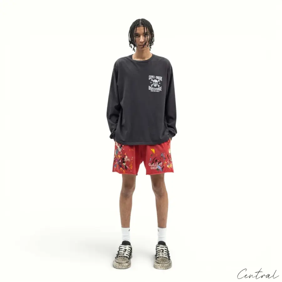 Gallery Dept Paint Splatter Shorts – Red