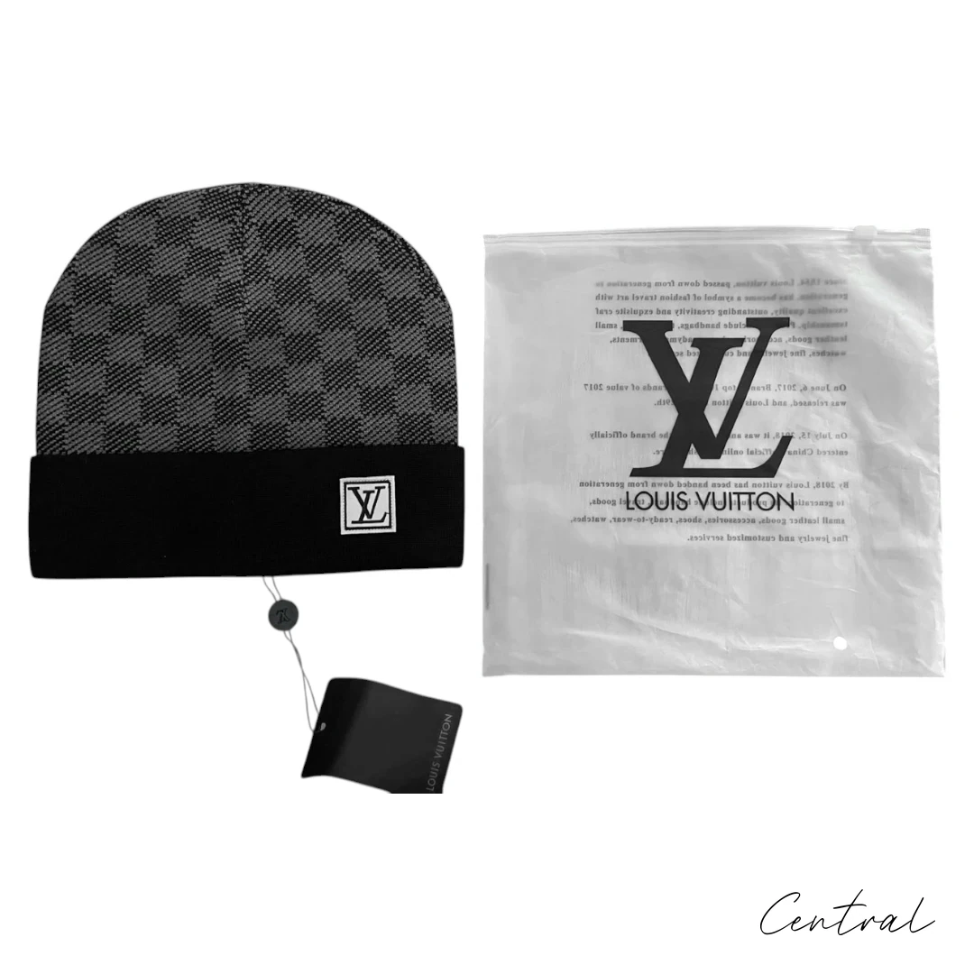 LV Damier Beanie - Dark Grey - Image 5