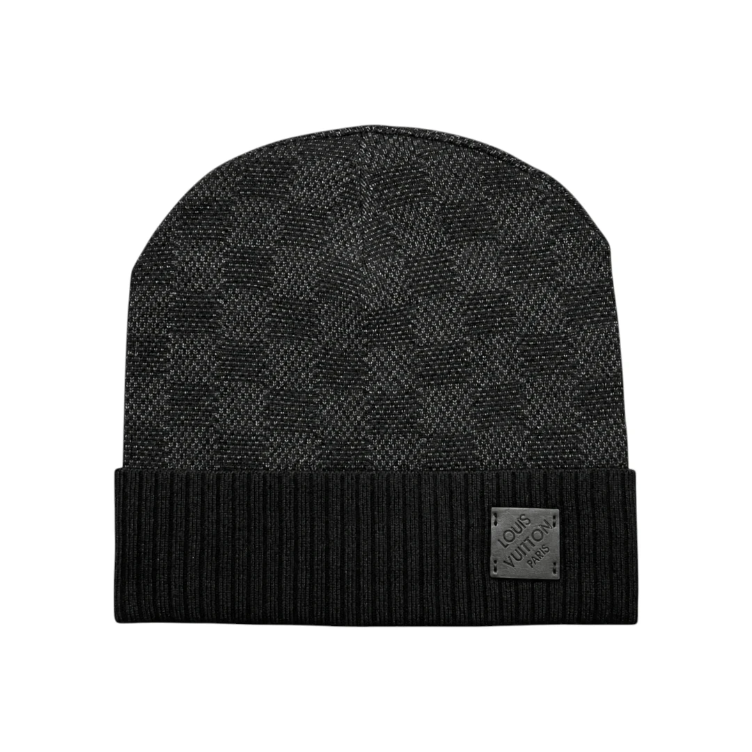 LV Damier Ribbed-Cuff Beanie - Black