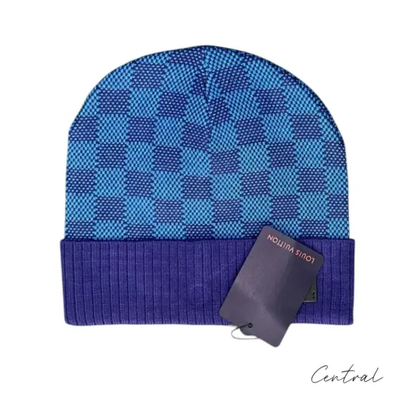 LV Damier Ribbed-Cuff Beanie - Blue - Image 2