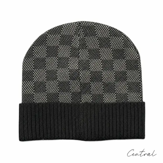 LV Damier Ribbed-Cuff Beanie - Dark Grey - Image 2