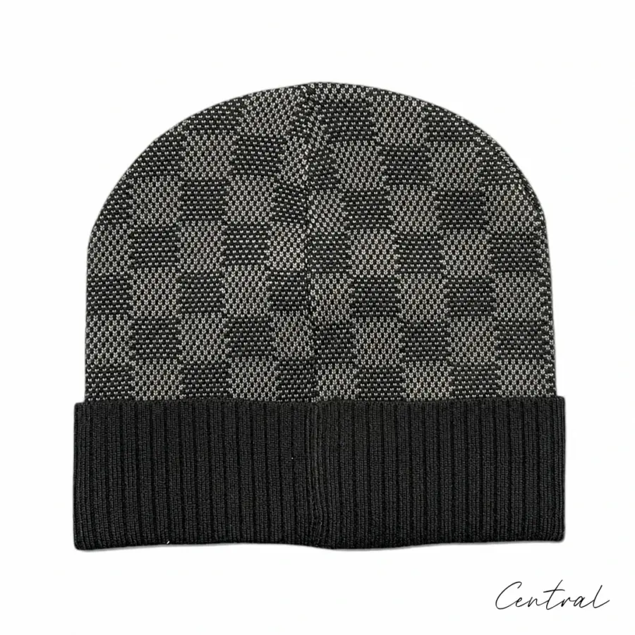 LV Damier Ribbed-Cuff Beanie - Dark Grey - Image 2