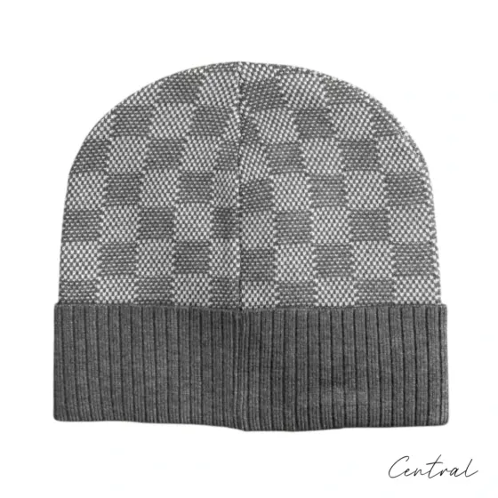 LV Damier Ribbed-Cuff Beanie - Light Grey - Image 2
