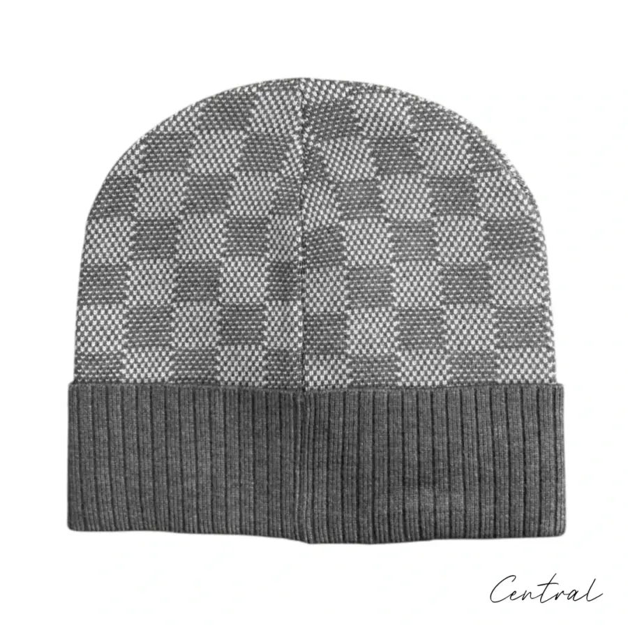 LV Damier Ribbed-Cuff Beanie - Light Grey - Image 2