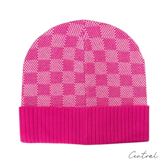 LV Damier Ribbed-Cuff Beanie - Pink - Image 2