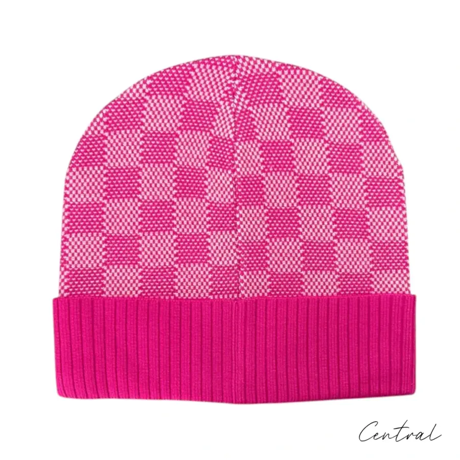 LV Damier Ribbed-Cuff Beanie - Pink - Image 2