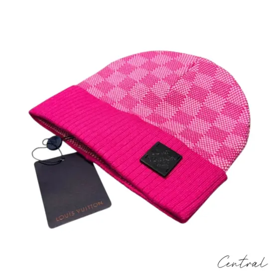 LV Damier Ribbed-Cuff Beanie - Pink - Image 3