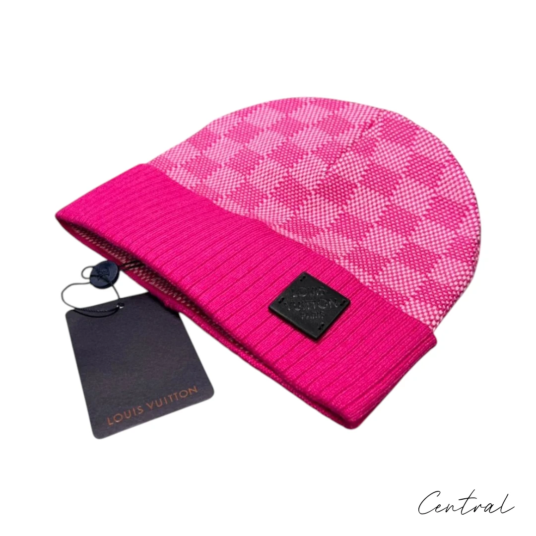 LV Damier Ribbed-Cuff Beanie - Pink - Image 3