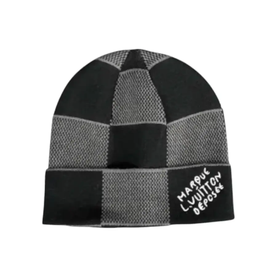 LV Checkerboard Beanie - Black & Grey
