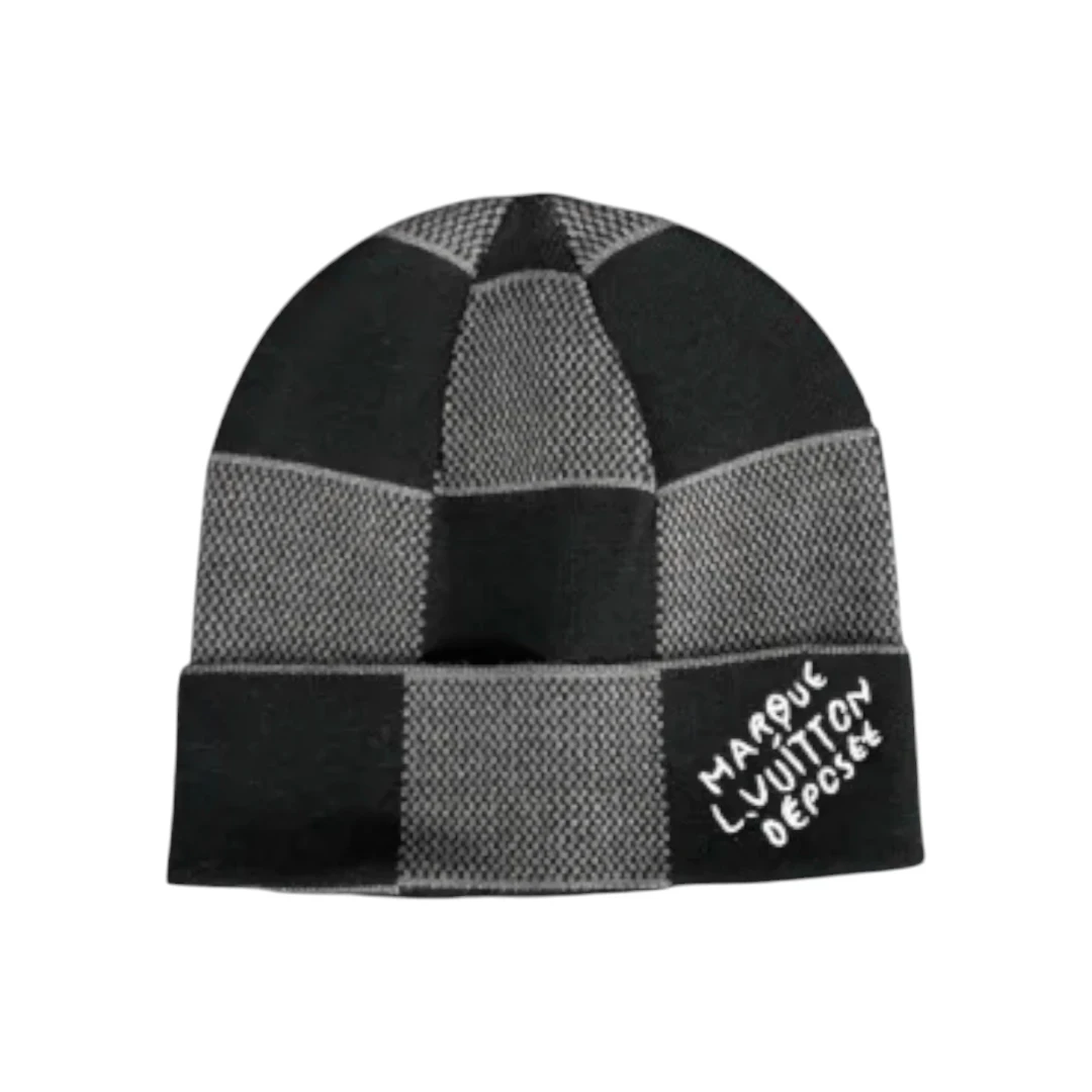 LV Checkerboard Beanie - Black & Grey