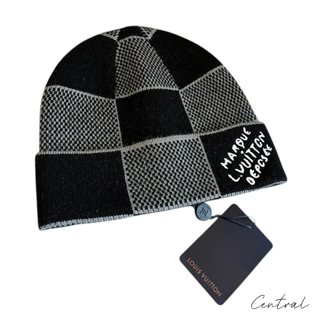 LV Checkerboard Beanie - Black & Grey - Image 3