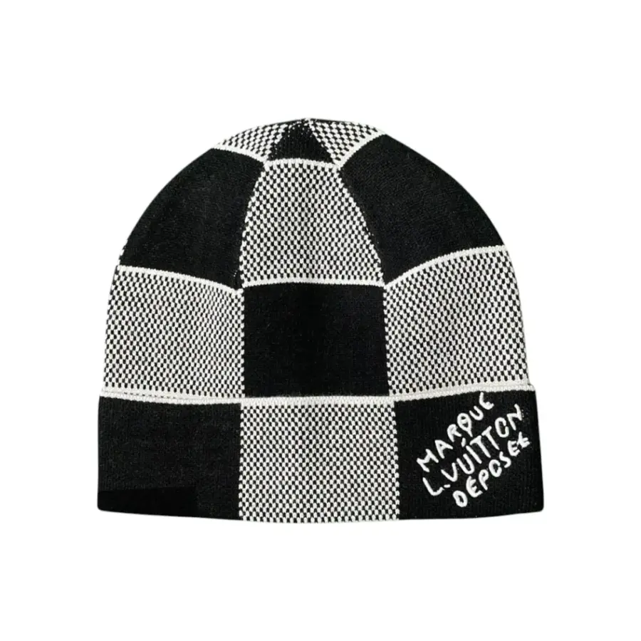 LV Checkerboard Beanie - Black & White