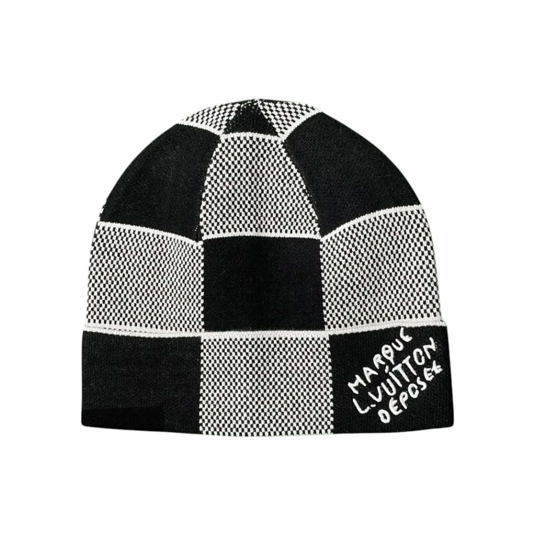 LV Checkerboard Beanie - Black & White