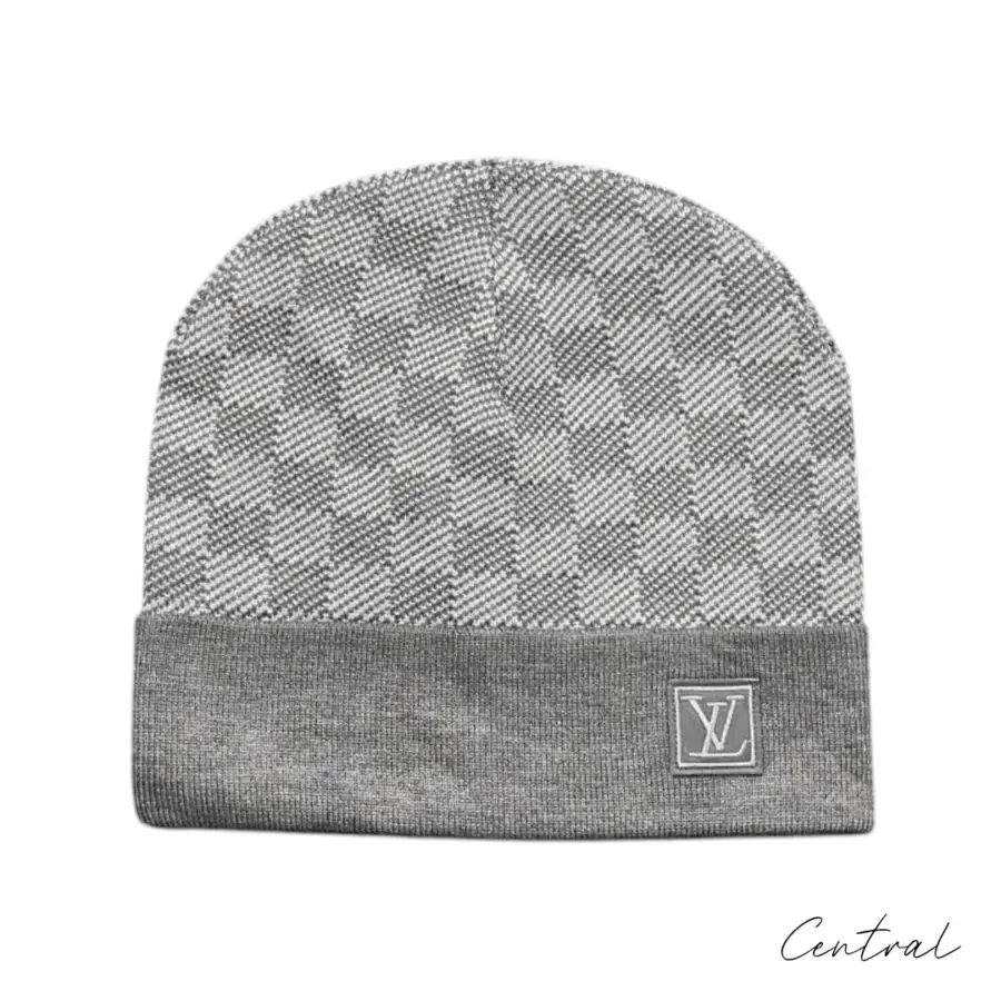 LV Damier Beanie & Scarf Set - Light Grey - Image 2