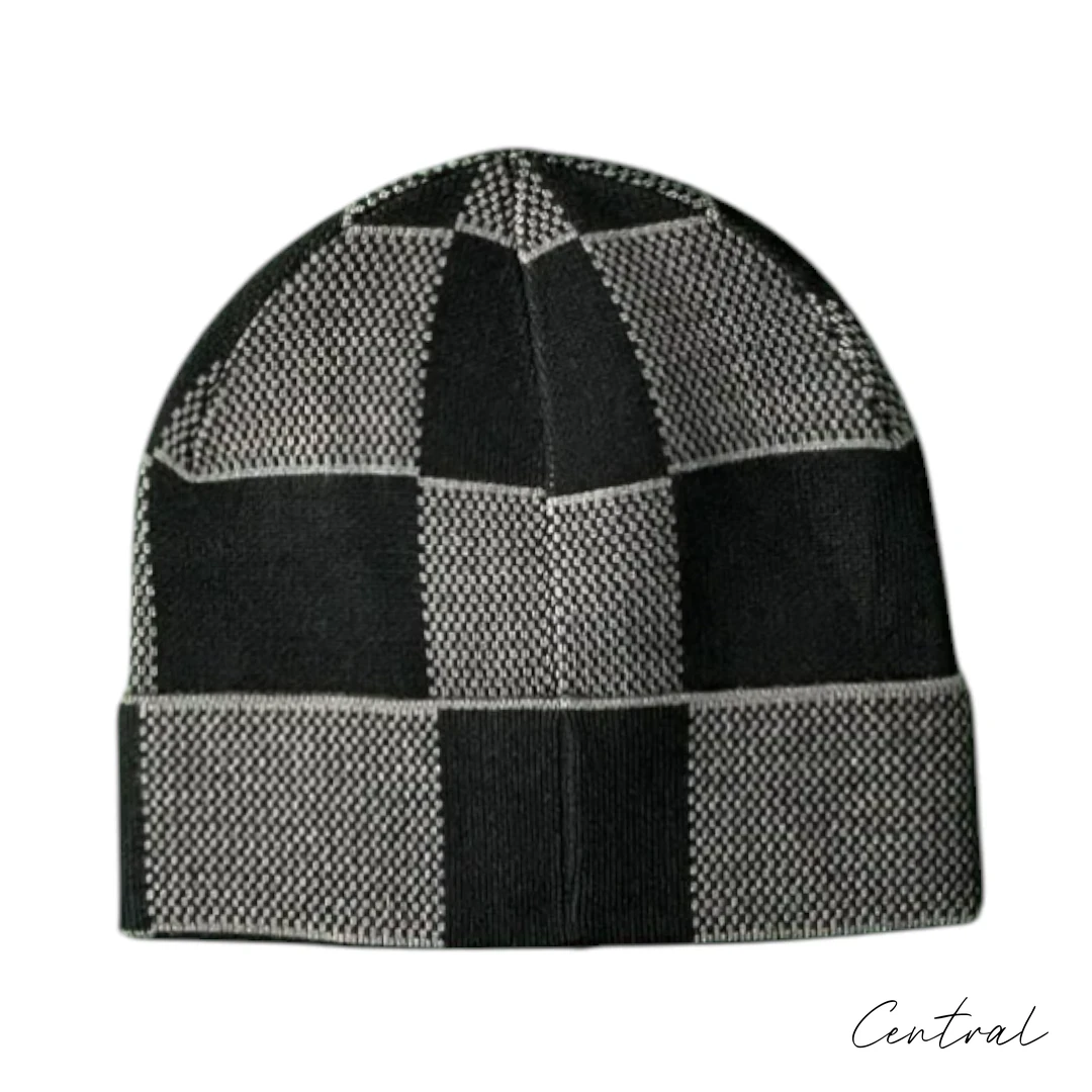 LV Checkerboard Beanie & Scarf Set - Black & Grey - Image 3
