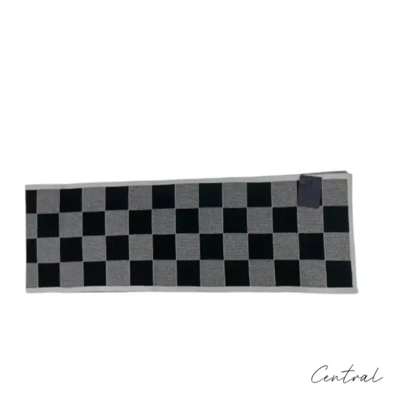 LV Checkerboard Beanie & Scarf Set - Black & White - Image 5