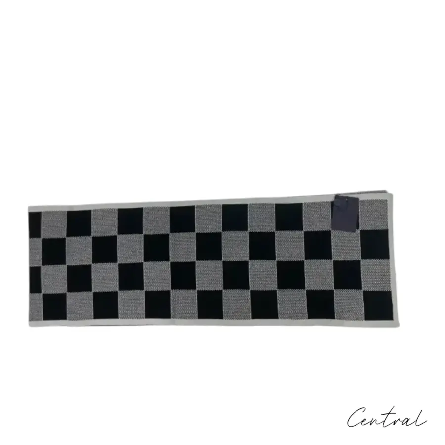 LV Checkerboard Beanie & Scarf Set - Black & White - Image 5
