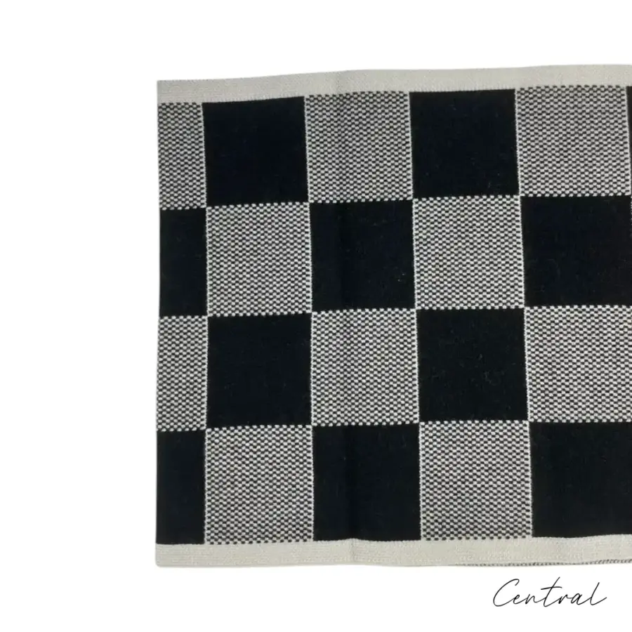 LV Checkerboard Beanie & Scarf Set - Black & White - Image 6