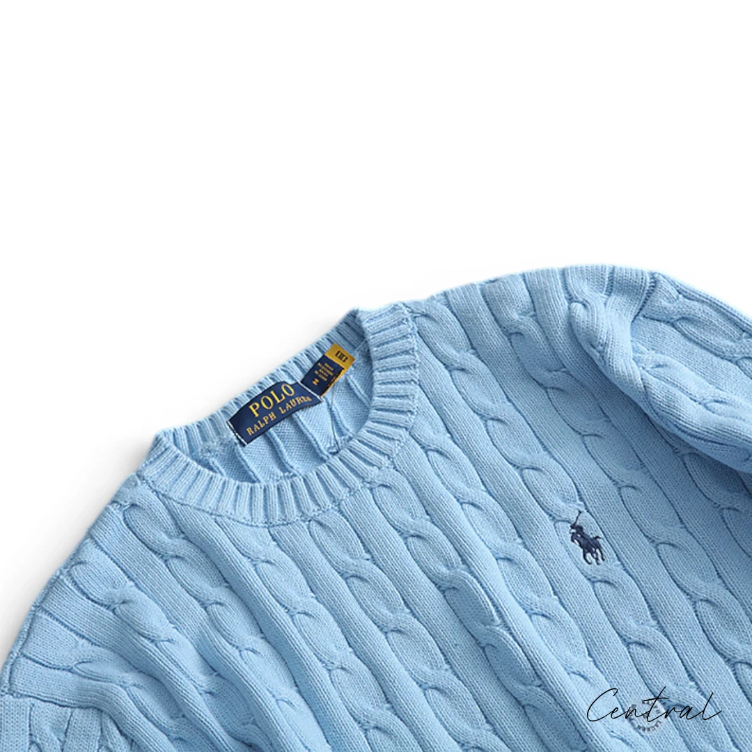 Polo Ralph Lauren Cable-Knit Cotton Jumper - Light Blue