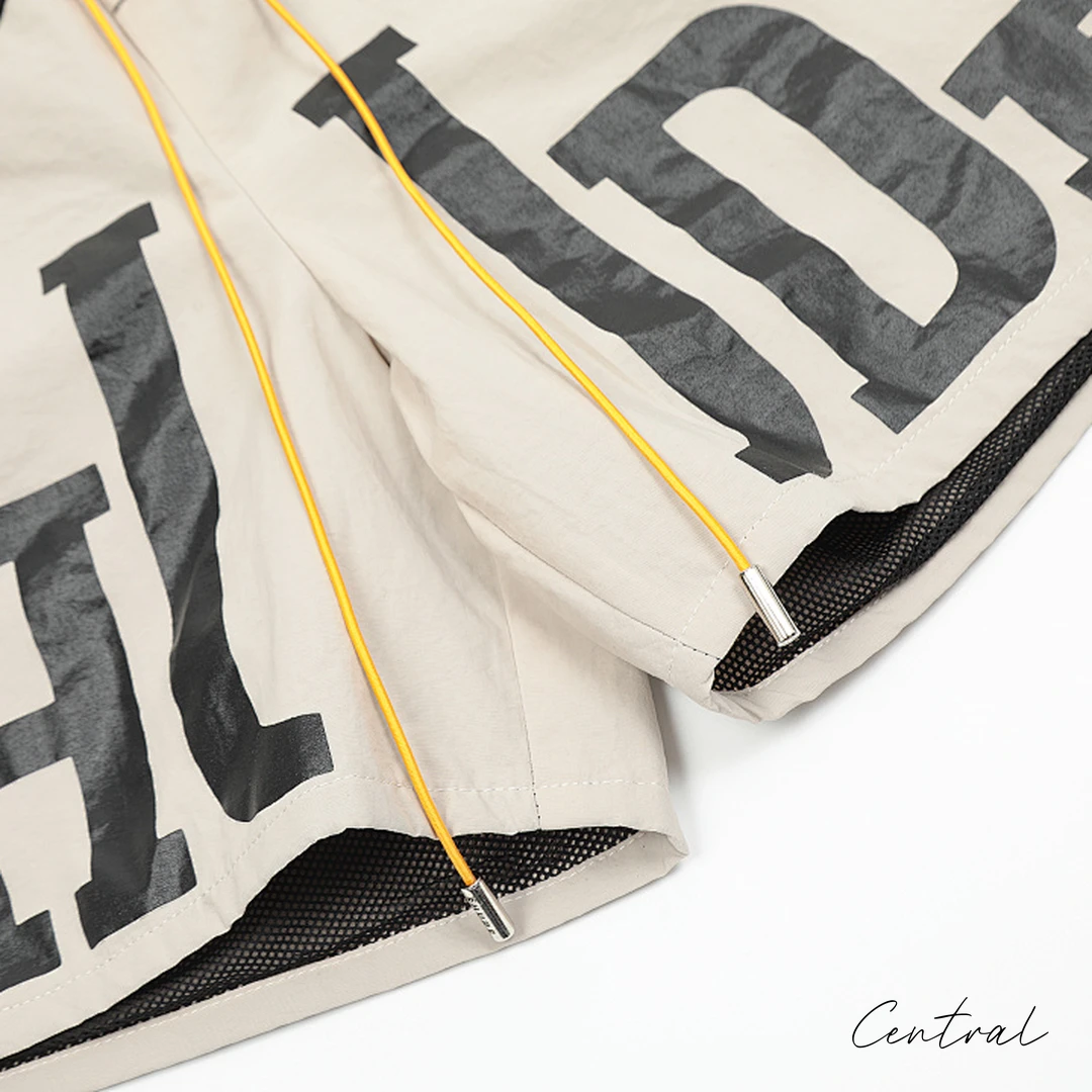 Rhude 8048 Colorblock Logo Shorts - Black / Cream