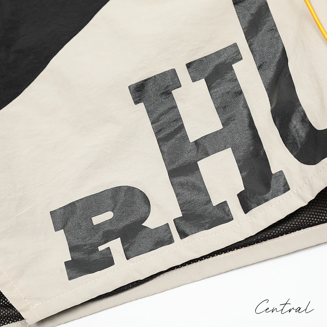 Rhude 8048 Colorblock Logo Shorts - Black / Cream