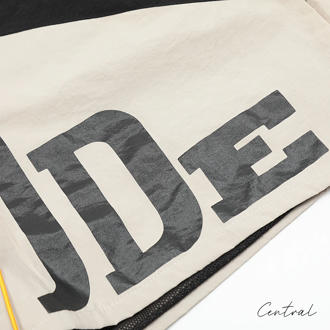 Rhude 8048 Colorblock Logo Shorts - Black / Cream