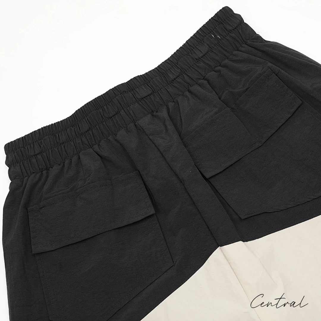 Rhude 8048 Colorblock Logo Shorts - Black / Cream