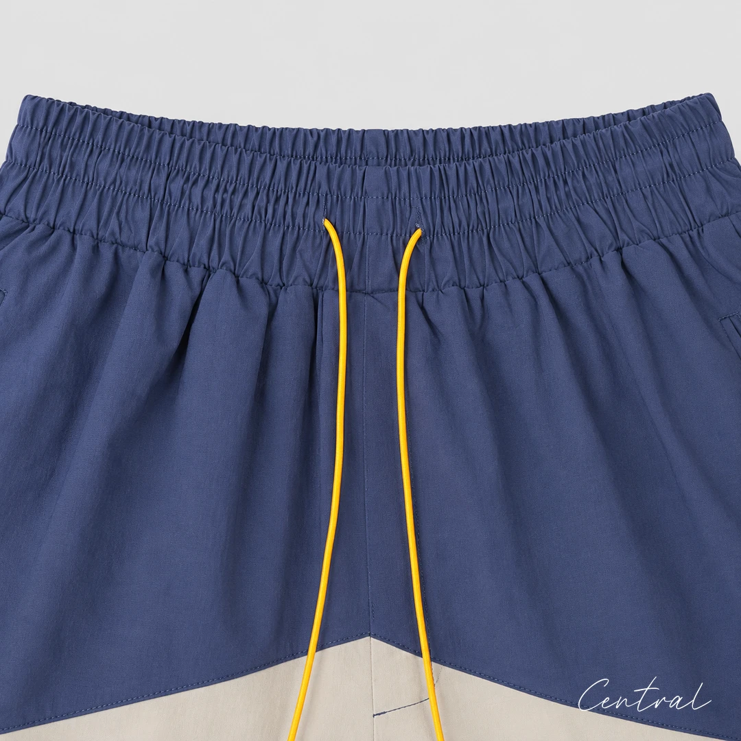 Rhude 8048 Colorblock Logo Shorts - Navy / Cream