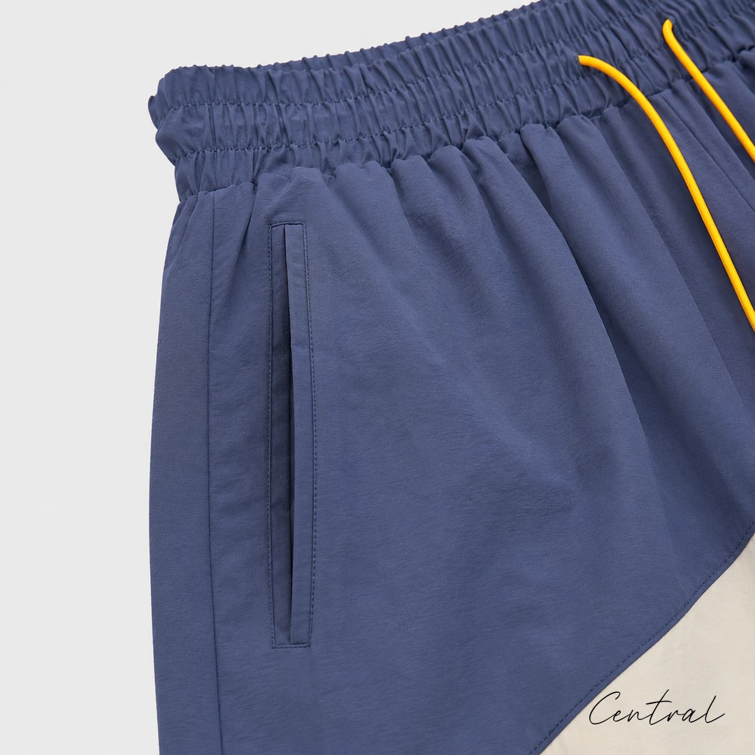 Rhude 8048 Colorblock Logo Shorts - Navy / Cream