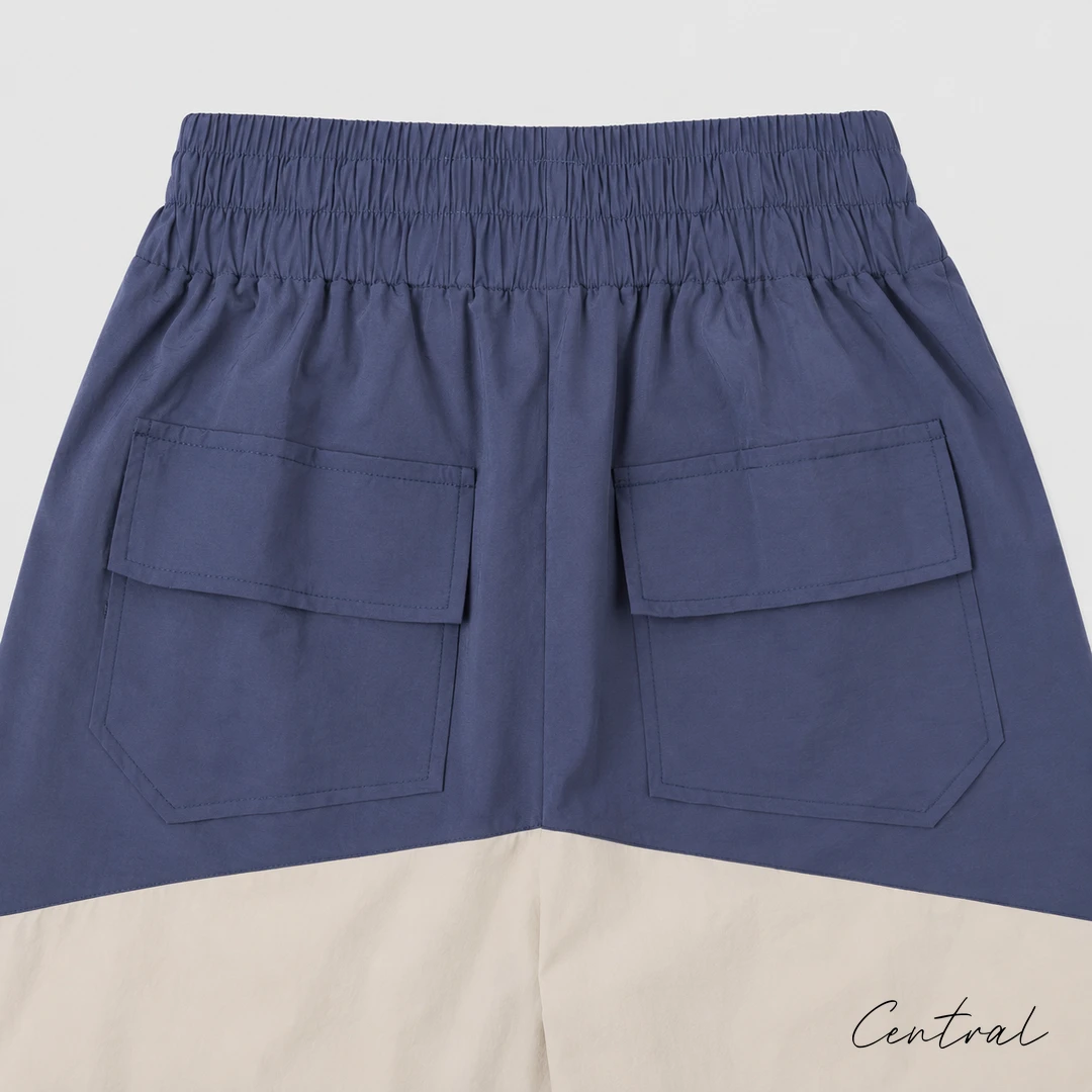 Rhude 8048 Colorblock Logo Shorts - Navy / Cream