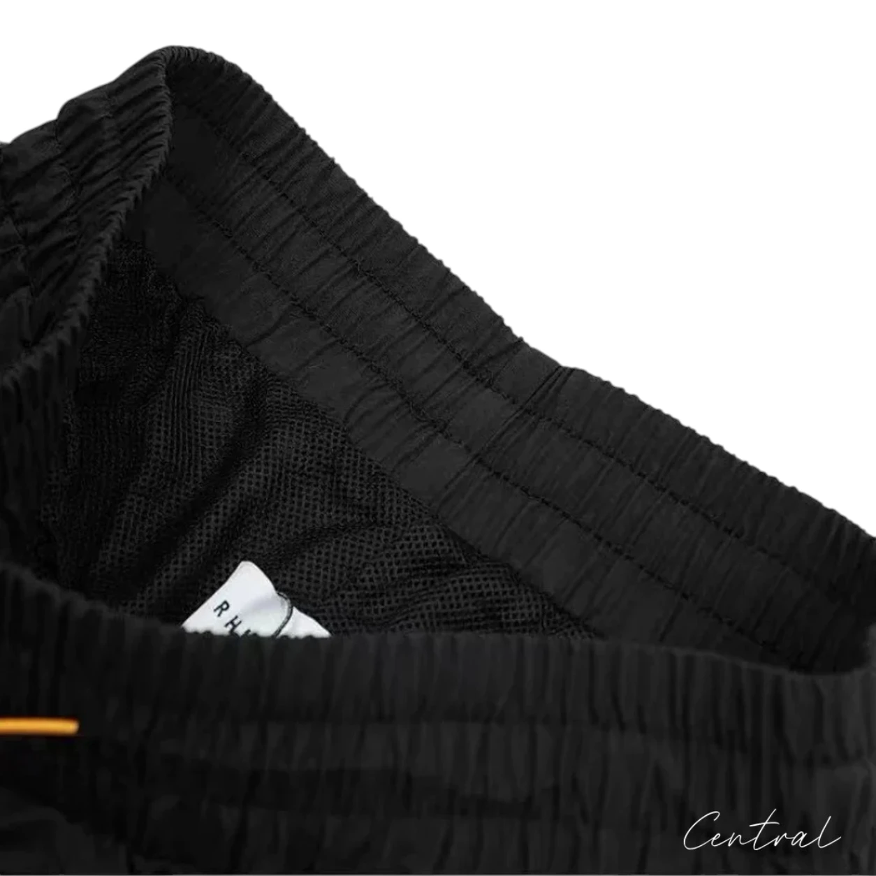 Rhude Oversized Logo Zip-Pocket Shorts - Black / Black Logo