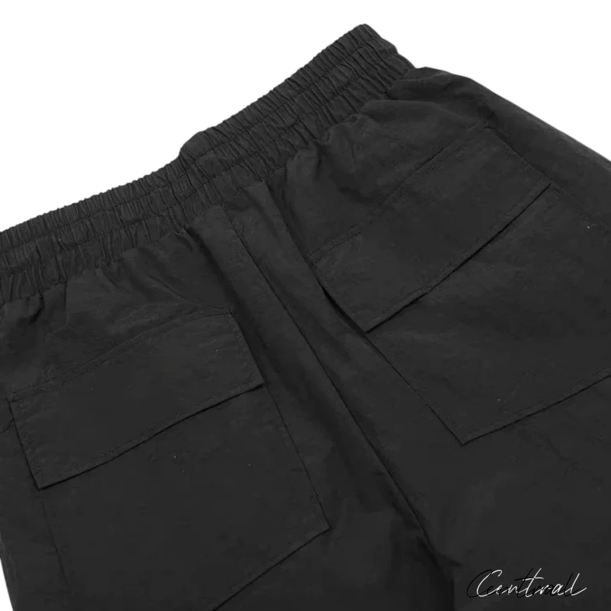 Rhude Oversized Logo Zip-Pocket Shorts - Black / Black Logo
