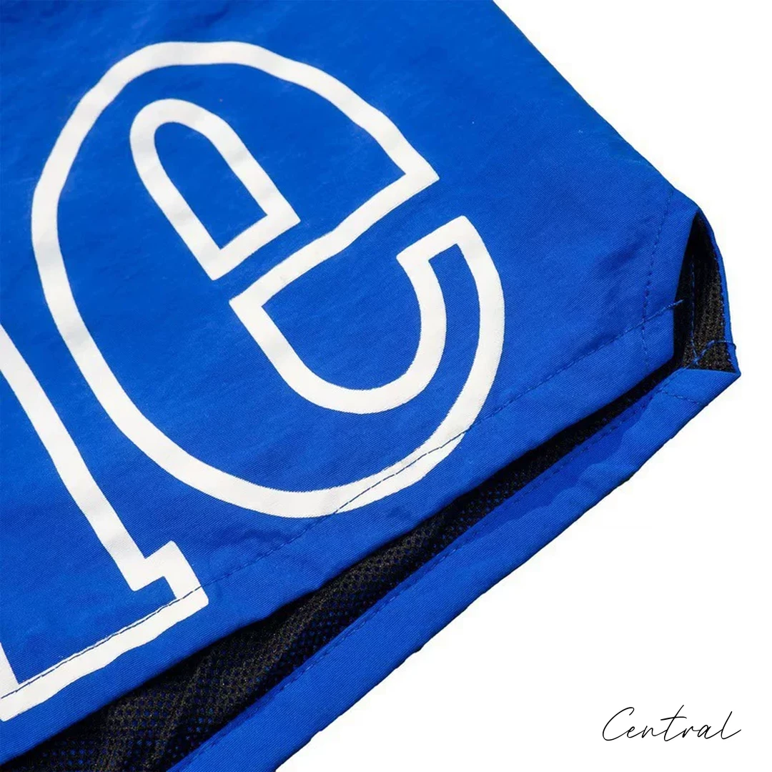 Rhude Oversized Logo Zip-Pocket Shorts - Blue