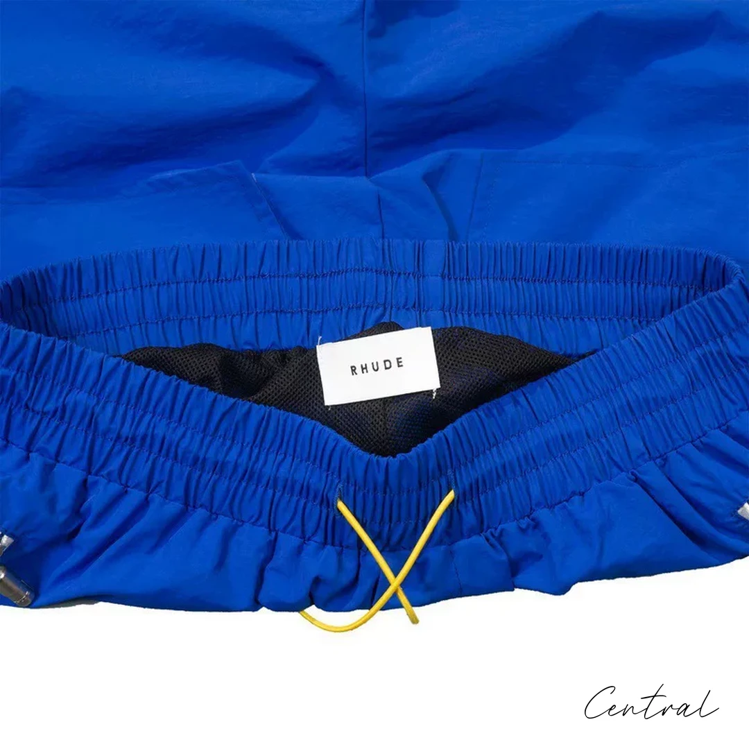 Rhude Oversized Logo Zip-Pocket Shorts - Blue