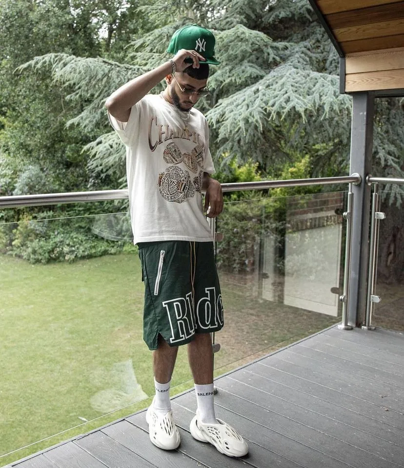 Rhude Oversized Logo Zip-Pocket Shorts - Dark Green