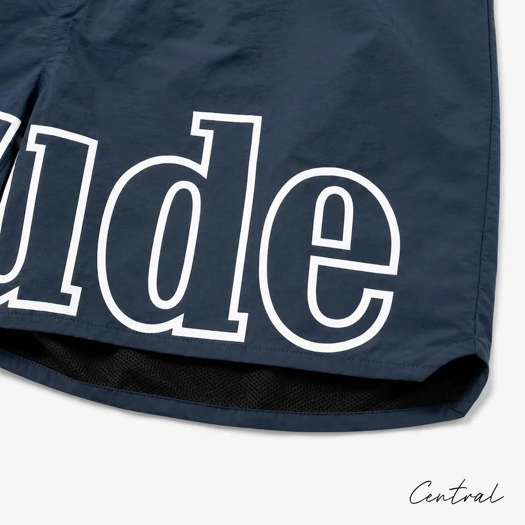 Rhude Oversized Logo Zip-Pocket Shorts - Navy