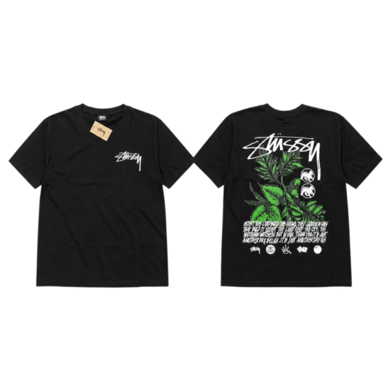 Stussy Green Grass T-Shirt - Black