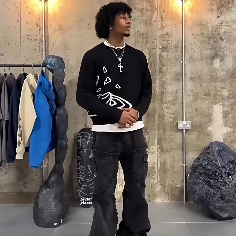 Broken Planet Market Knit Sweater - Black White