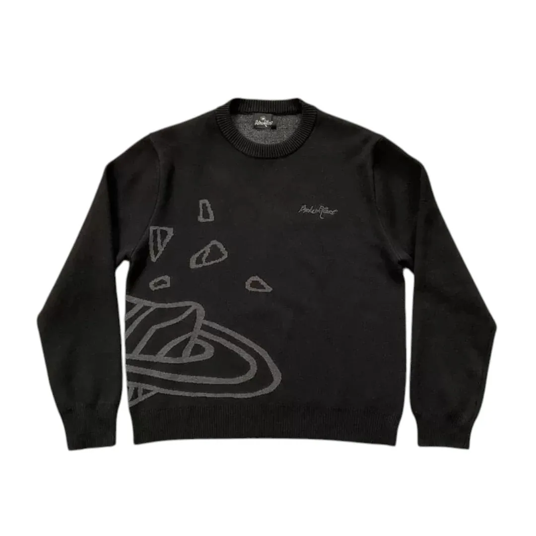 Broken Planet Market Knit Sweater - Black Grey