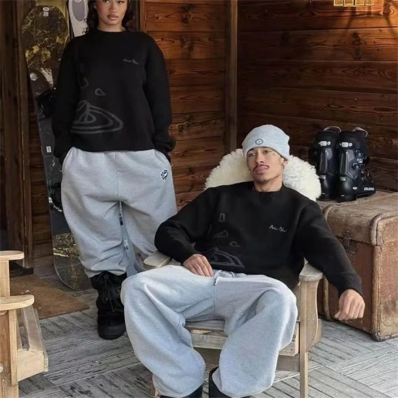 Broken Planet Market Knit Sweater - Black Grey