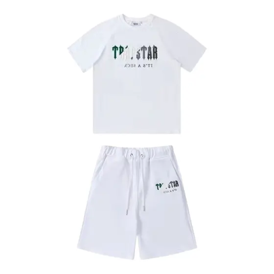 Trapstar Chenille Decoded Tshirt Short Set - Green/White