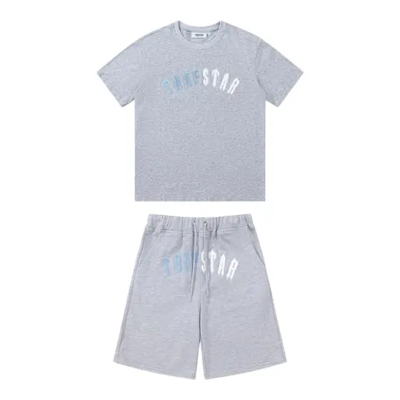 Trapstar Irongate Arch Chenille Tshirt short set - Gray/Blue