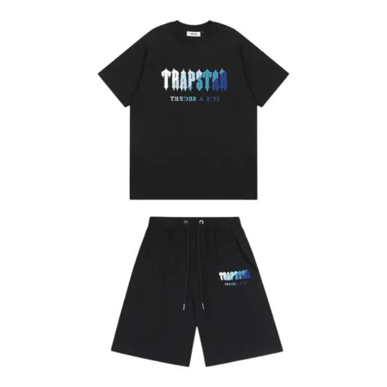 Trapstar Chenille Decoded Tshirt Short Set - Black/White
