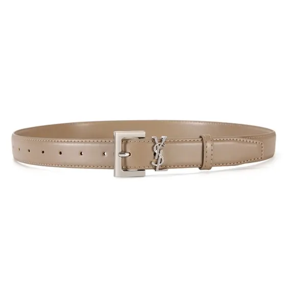 Saint Laurent Cassandre Belt - Beige silver buckle
