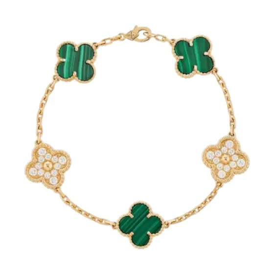 Van cleef Bracelet - Golden Color Malachite Diamonds