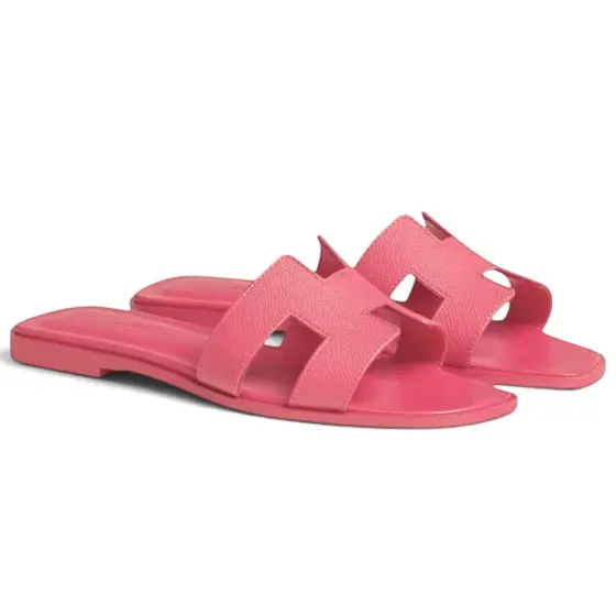 Hermès Oran Sandal - palm print powder
